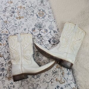 ACME White Gold Detail Cowboy Cowgirl Boots Women US 9.5 Made in USA